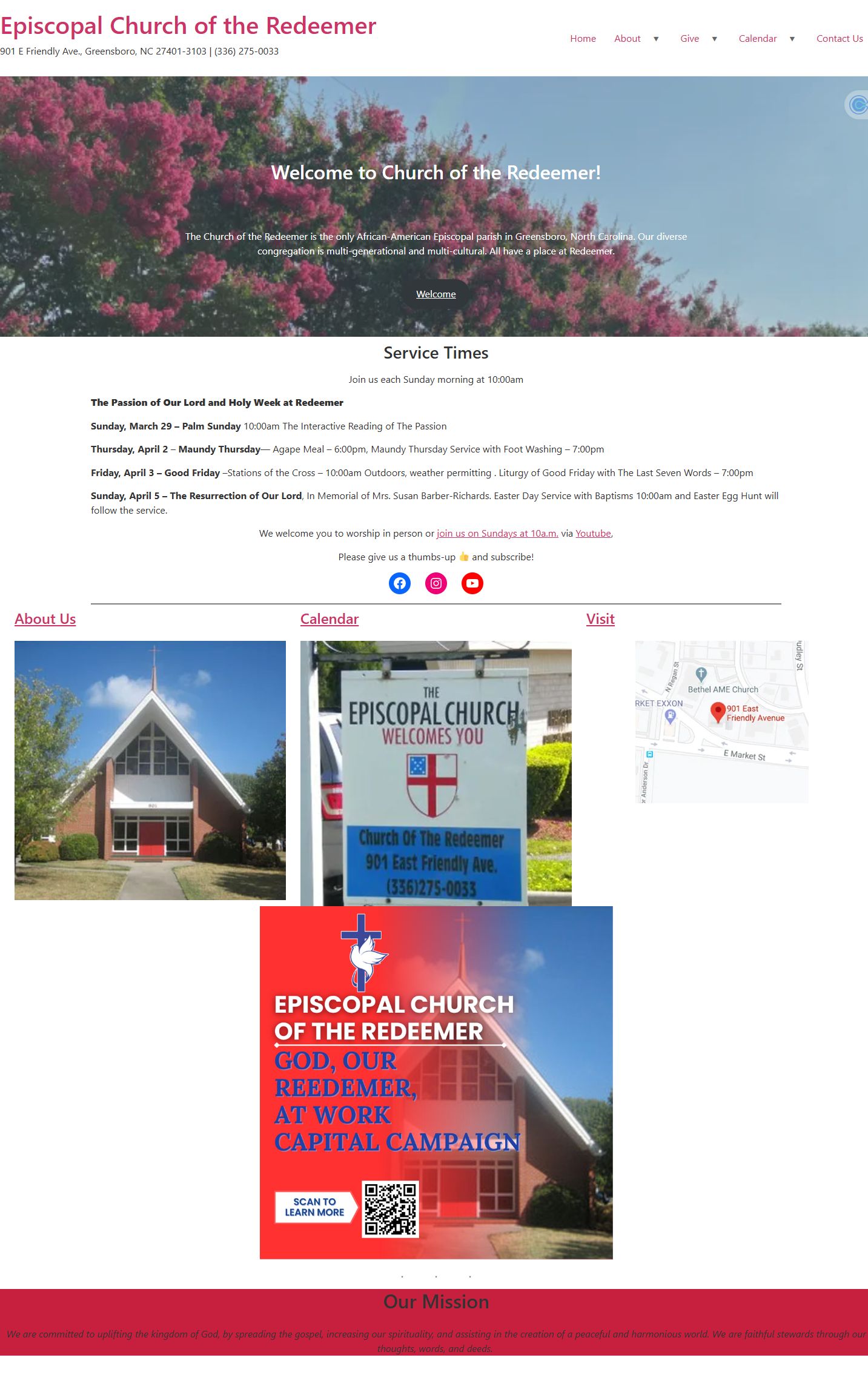 Original Church of the Redeemer homepage