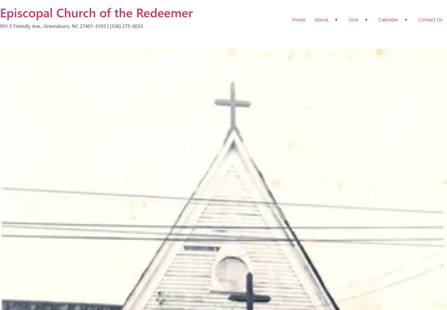 Original history page where the historic church image fills the viewport without clear orientation